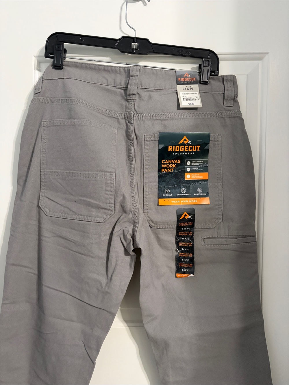 Ridgecut Canvas Work Pants in Frost Gray 34 x 30–5 Pockets-Straight Fit Mens NWT